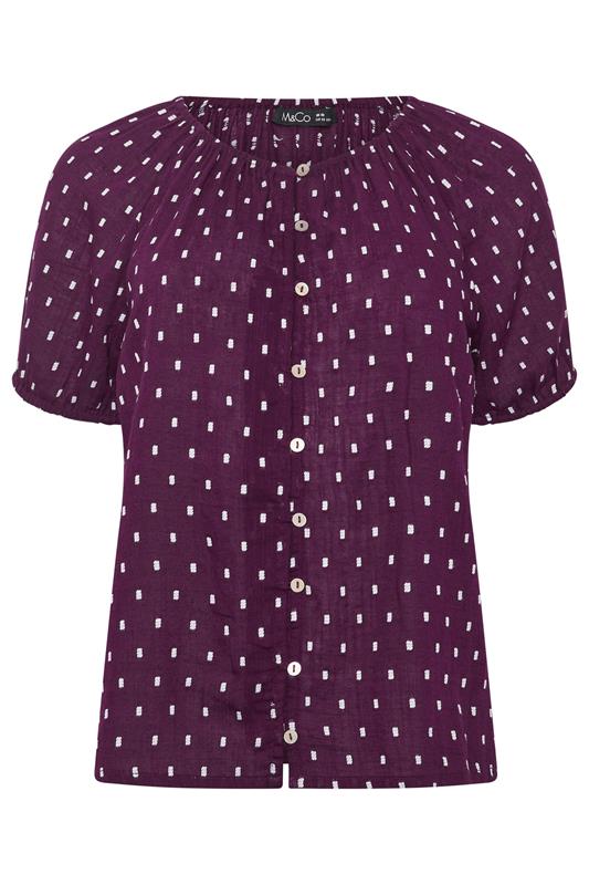 M&Co Berry Purple Dobby Short Sleeve Blouse | M&Co 5