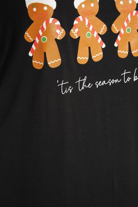 Black Gingerbread Print Christmas T-Shirt_S.jpg