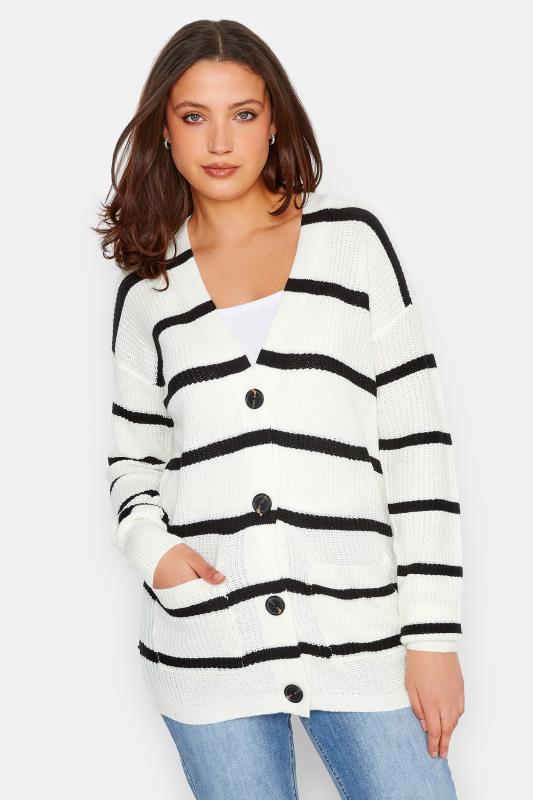 Tall Women's LTS White Stripe Knitted Cardigan | Long Tall Sally 4