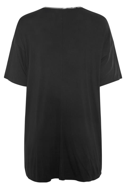 Womens Yours Limited Black Oversize T-Shirt with Camo Pocket - Black