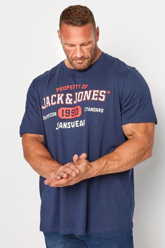 JACK & JONES Big & Tall 3 Pack Green & Red Printed Logo T-Shirts 3
