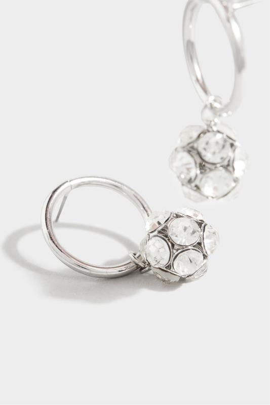 Silver Diamante Ball Hoop Earrings 2