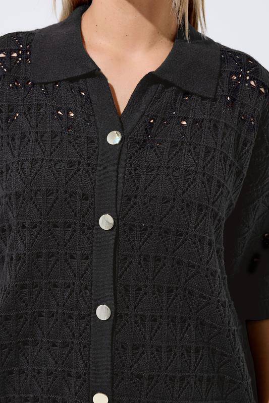 LIMITED COLLECTION Plus Size Black Crochet Shirt | Yours Clothing 4