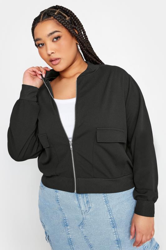 YOURS Plus Size Black Formal Bomber Jacket | Yours Clothing 4