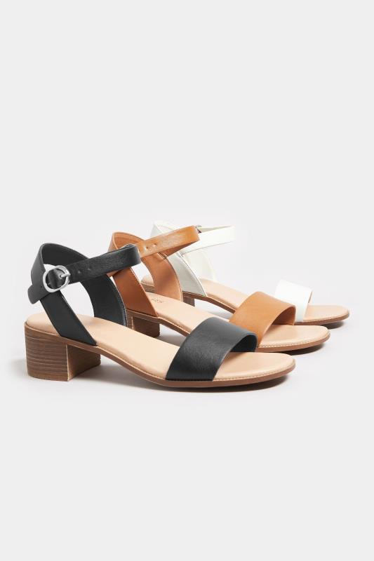 Black Strappy Low Heel Sandals In Extra Wide EEE Fit | Yours Clothing  7