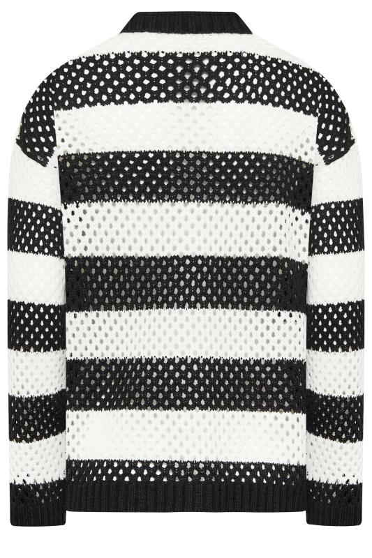 LTS Tall Womens Black & White Stripe Crochet Cardigan | Long Tall Sally 7
