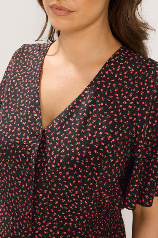 YOURS Plus Size Black Floral Tea Dress | Yours Clothing 4