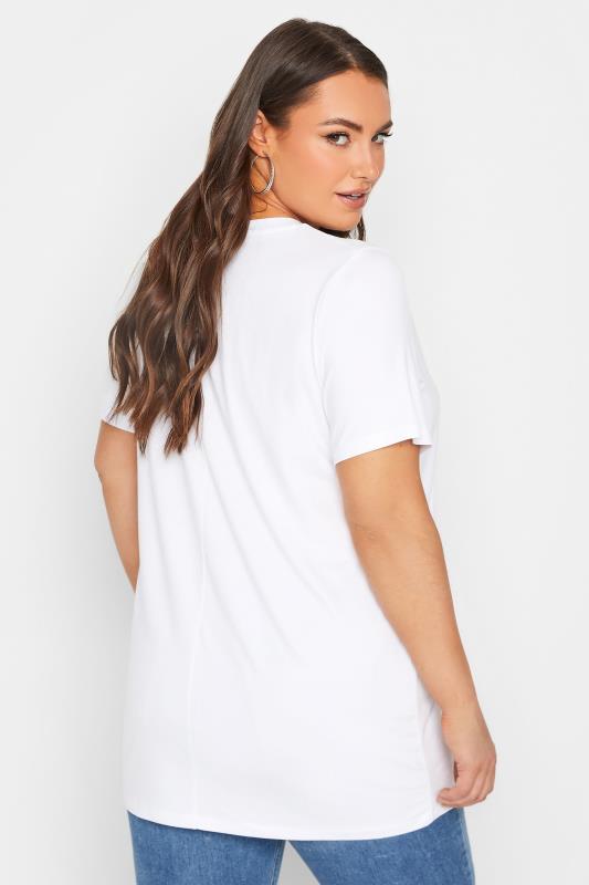 YOURS Curve White Floral Foil Print T-Shirt | Yours Clothing  3
