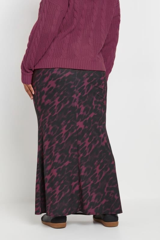 LIMITED COLLECTION Plus Size Burgundy Red Leopard Print Maxi Skirt | Yours Clothing 5