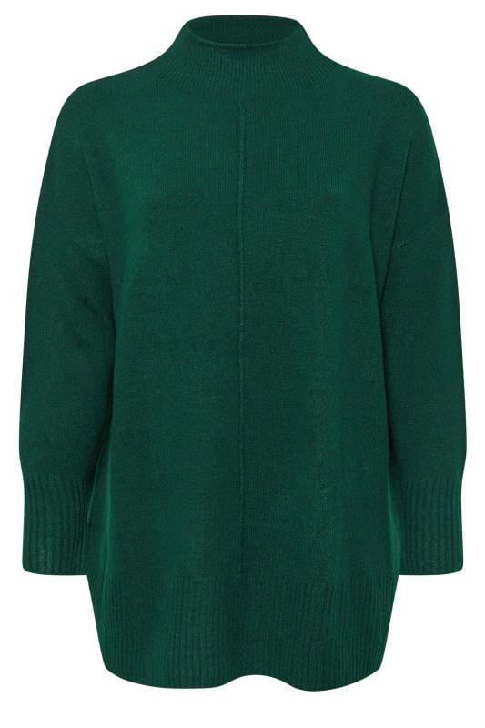 YOURS Plus Size Green High Neck Seam Detail Jumper | Yours Clothing 5