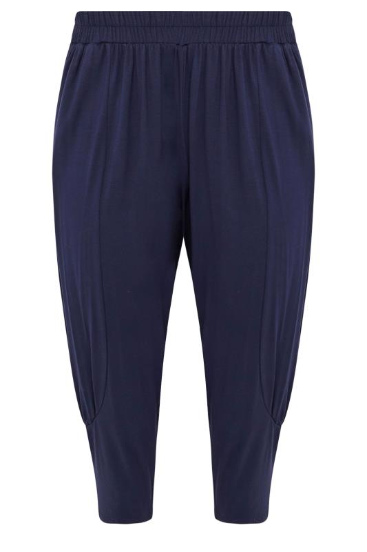 YOURS Plus Size Navy Blue Ruched Harem Trousers | Yours Clothing 5