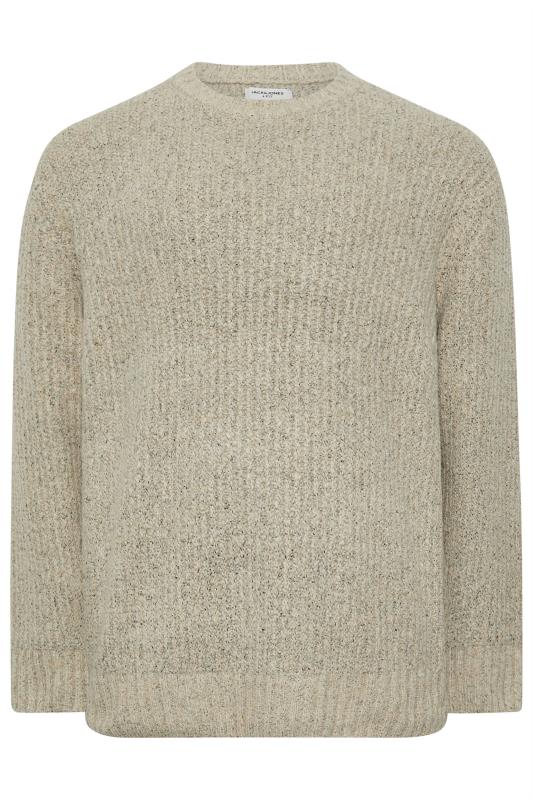 JACK & JONES Big & Tall Stone Brown Crew Neck Jumper | BadRhino 3