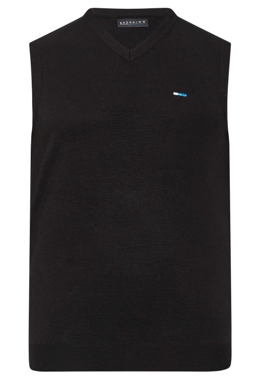 BadRhino Big & Tall Black Essential Sleeveless Knitted Jumper 3