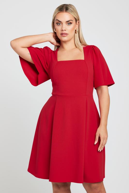 LIMITED COLLECTION Plus Size Red Angel Sleeve Mini Dress | Yours Clothing 5