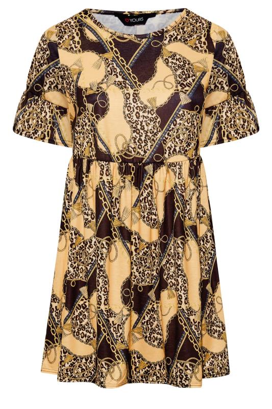 Curve Yellow Leopard Print Patterned Tunic Dress 6