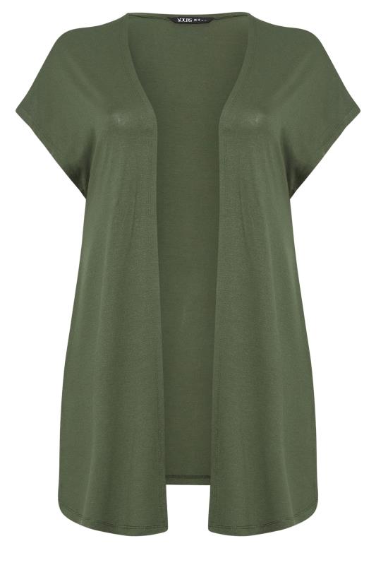YOURS Plus Size Khaki Green Short Sleeve Cardigan | Yours Clothing 5