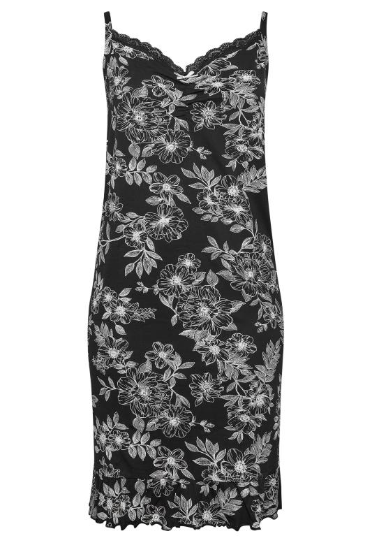 Plus Size Black Floral Outline Chemise | Yours Clothing 5