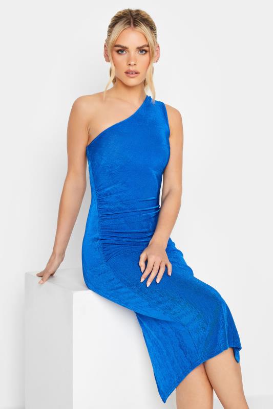 Petite Cobalt Blue Ruched One Shoulder Maxi Dress | PixieGirl 4