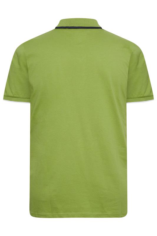 LAMBRETTA Plus Size Big & Tall Green Stripe Polo Shirt | BadRhino  4