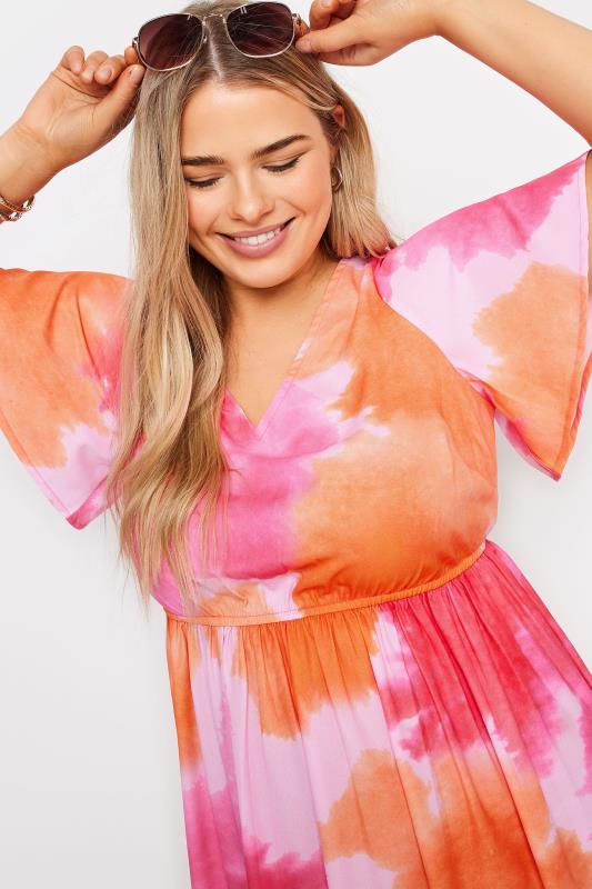 LIMITED COLLECTION Plus Size Pink Blur Print Bow Back Midaxi Dress | Yours Clothing 4