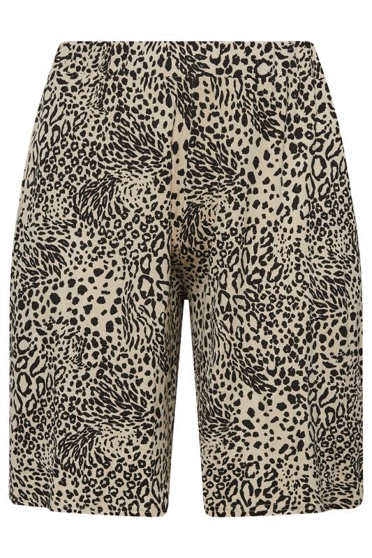 YOURS Curve Plus Size Stone Brown Leopard Print Jersey Shorts | Yours Clothing  4