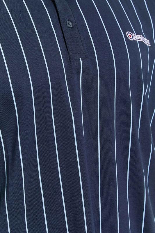 LAMBRETTA Big & Tall Navy Blue Pinstripe Polo Shirt 2