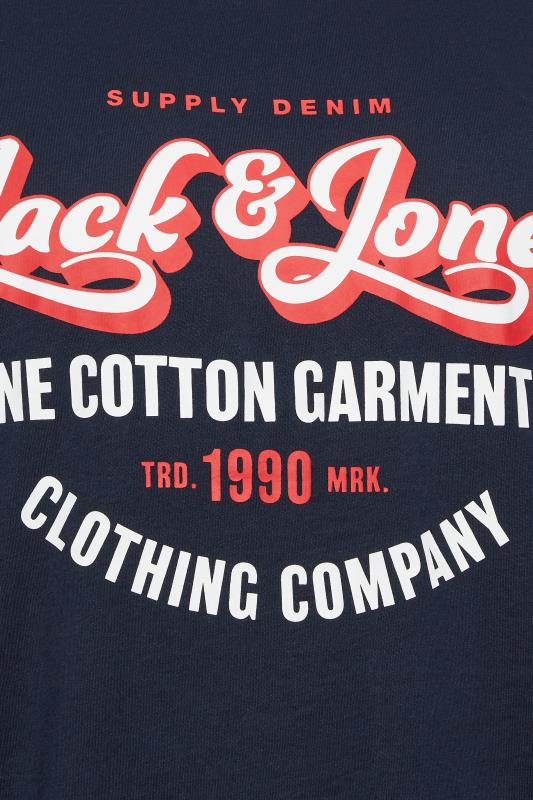 JACK & JONES Big & Tall 5 PACK Black & Blue Logo Printed T-Shirts | BadRhino 4