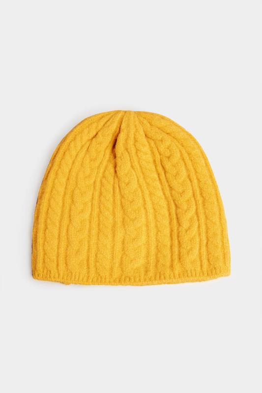Tall  Yours Mustard Yellow Cable Beanie Hat