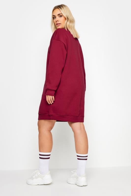 YOURS Plus Size Burgundy Red Sweatshirt Dress | Yours Clothing  3