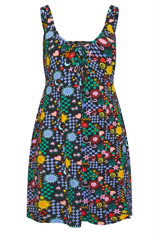 LIMITED COLLECTION Plus Size Black Mixed Print Mini Dress | Yours Clothing 5
