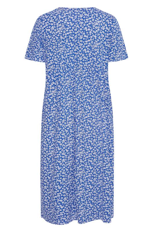 LIMITED COLLECTION Curve Cobalt Blue Floral Throw On Midi Dress 8