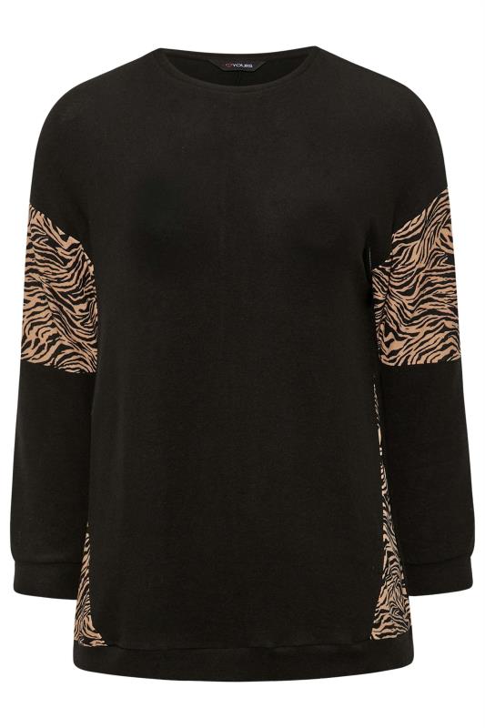 Plus Size Black Animal Print Sleeve Soft Touch Sweatshirt | Yours Clothing 6