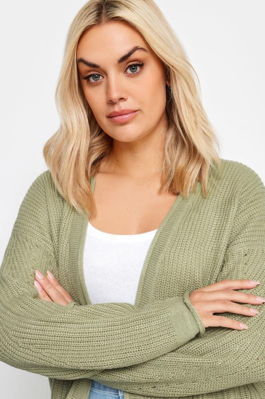 YOURS Plus Size Sage Green Essential Knitted Cardigan | Yours Clothing  4