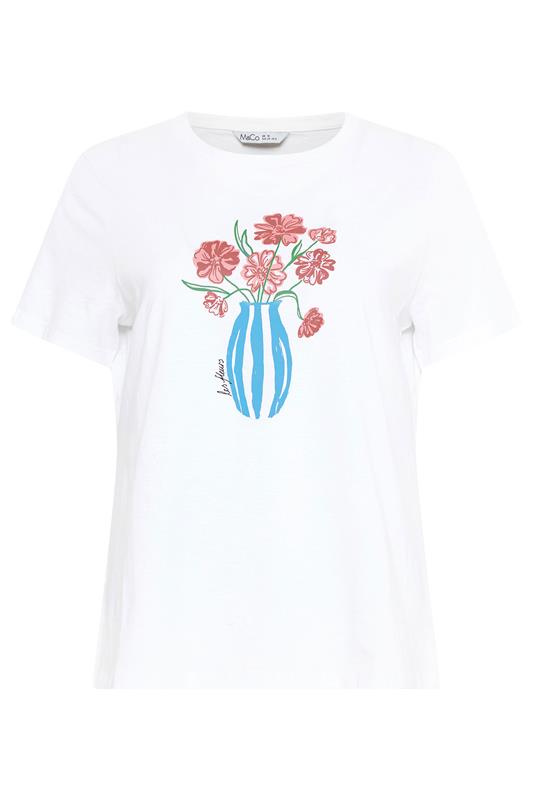 M&Co White 'Les Fleurs' Graphic Print Cotton T-Shirt | M&Co 6