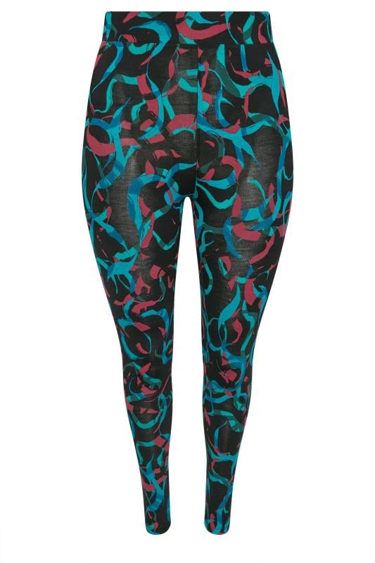 YOURS ACTIVE Plus Size Black Swirl Print Leggings | Yours Clothing 5