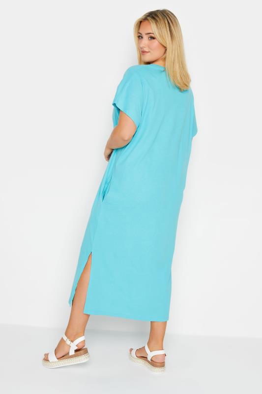 YOURS Plus Size Blue Side Split Midaxi T-Shirt Dress | Yours Clothing 3