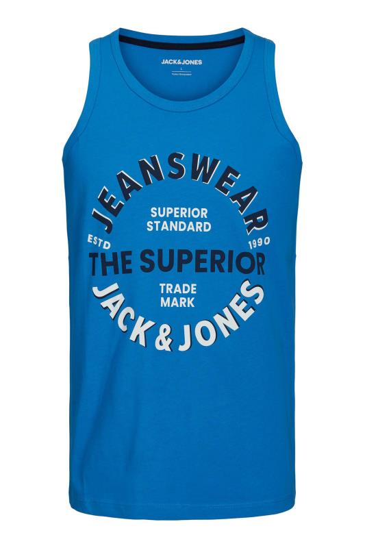 JACK & JONES Big & Tall Blue Logo Print Vest | BadRhino 2
