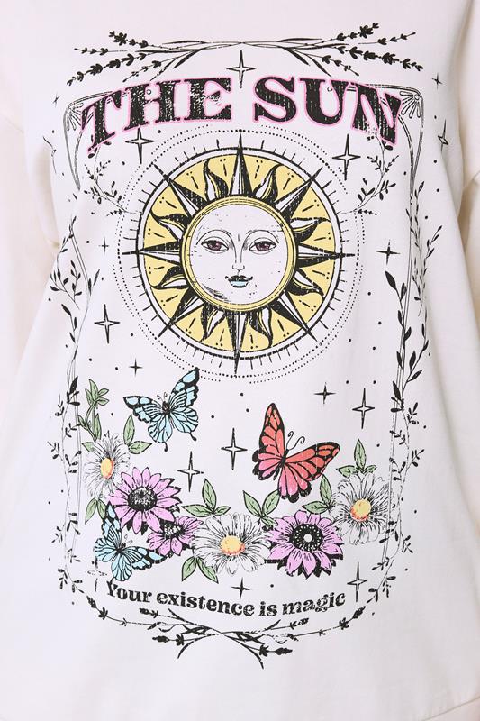 YOURS Plus Size Ivory White Floral Sun Graphic Sweatshirt | Yours Clothing 4