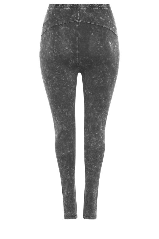 Plus Size BUMP IT UP MATERNITY Black Acid Wash Leggings With Comfort Panel | Yours Clothing 6