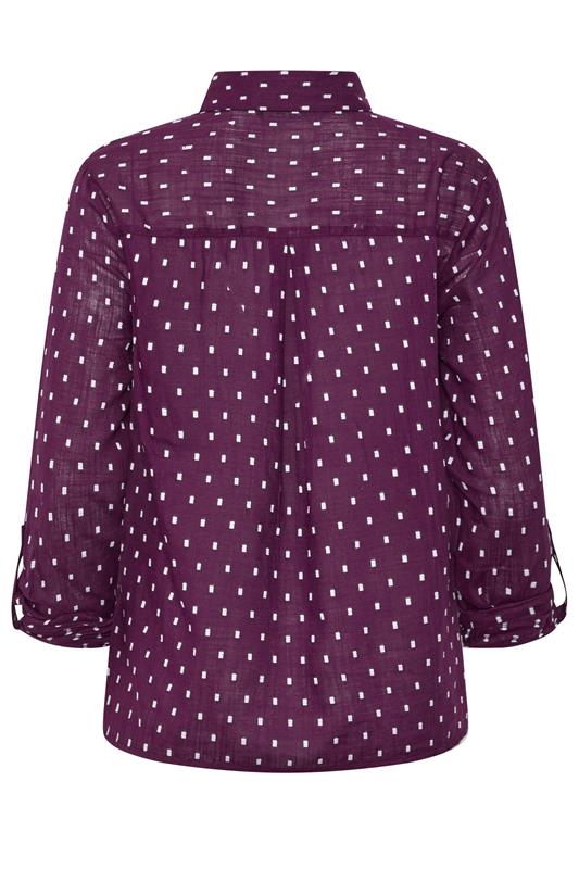 M&Co Women's Berry Purple Long Sleeve Dobby Shirt | M&Co 6
