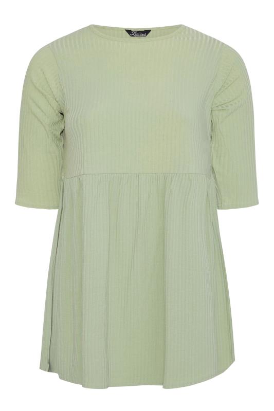 LIMITED COLLECTION Curve Light Green Ribbed Smock Top 5