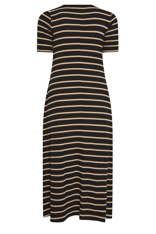 YOURS Curve Plus Size Black Ribbed Stripe Swing Maxi Dress | Yours Clothing  7