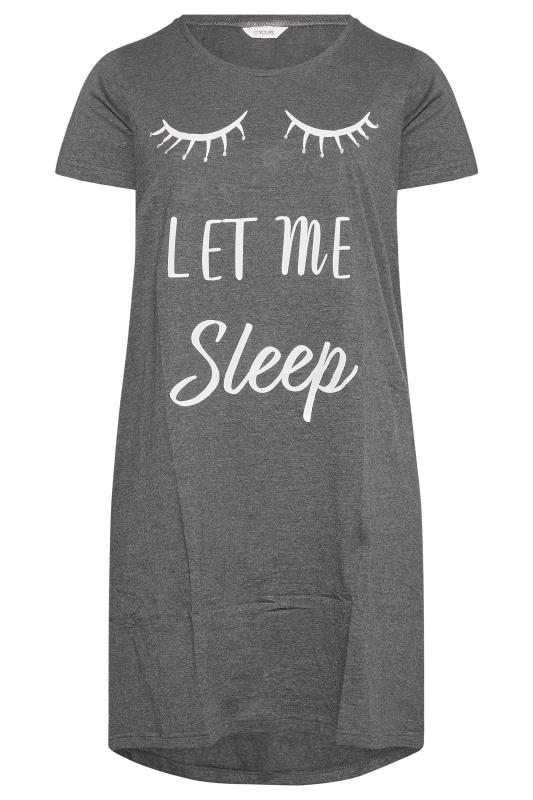 Plus Size Grey 'Let Me Sleep' Nightdress | Yours Clothing 5