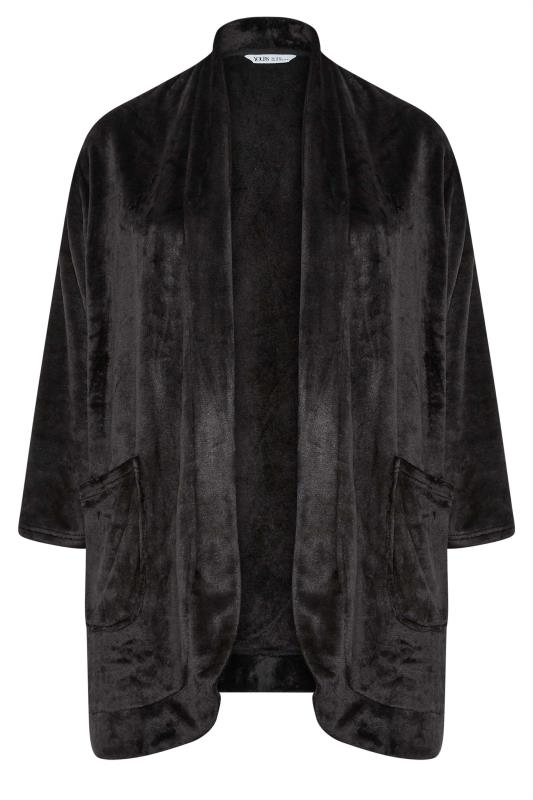 YOURS Plus Size Black Soft Touch Short Dressing Gown | Yours Clothing 5