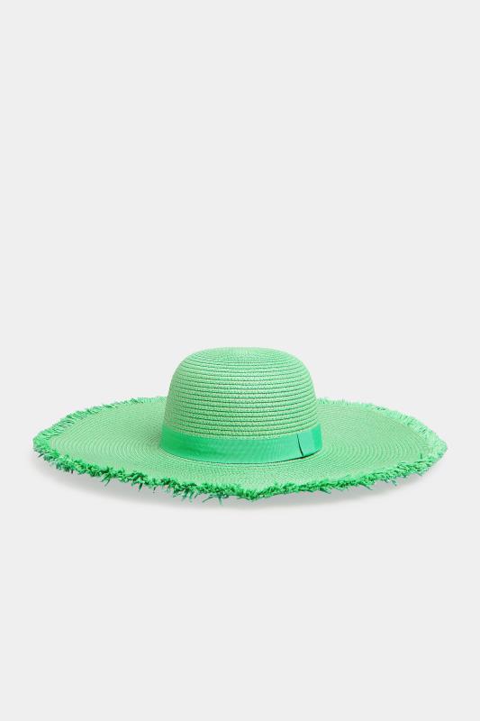 Plus Size  Green Frayed Edge Straw Hat