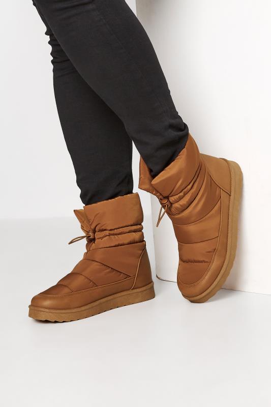 Plus Size  Brown Padded Snow Boots In Extra Wide EEE Fit