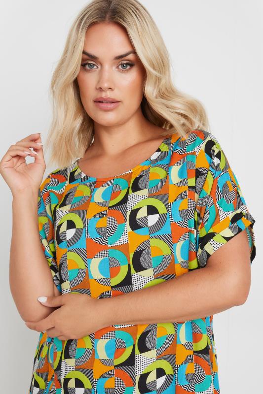 YOURS Plus Size Orange & Blue Abstract Print Tunic Dress | Yours Clothing 4