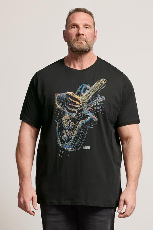  D555 Big & Tall T-shirt noir à imprimé guitare