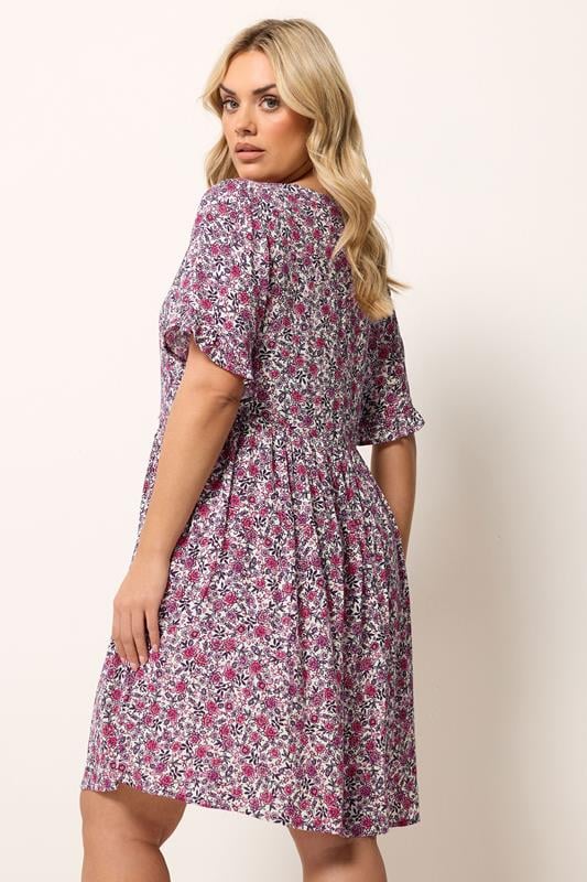 YOURS Plus Size Pink Floral Print Dress | Yours Clothing  2