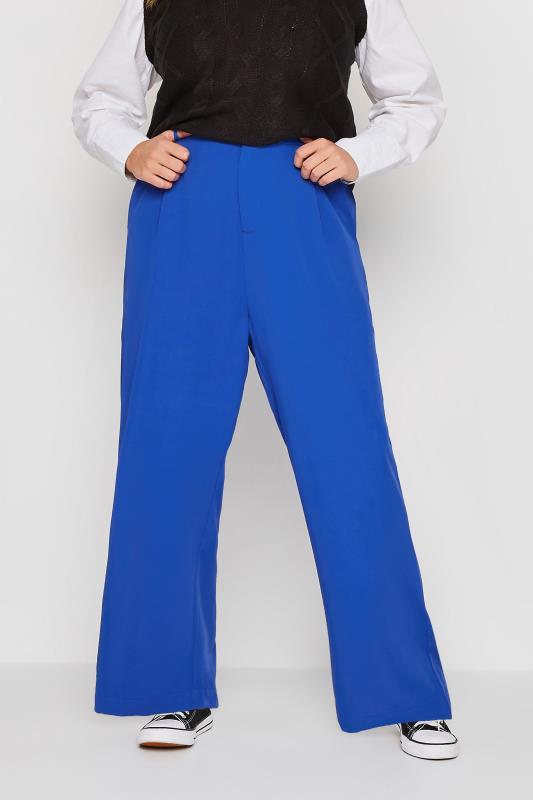 Curve Bright Blue Wide Leg Stretch Dad Trousers | Yours Clothing 1